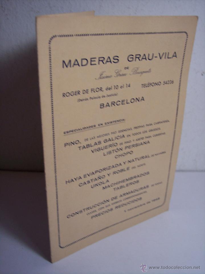 Catalogues publicitaires: TARJETA DE VISITA DIPTICA DE MADERAS GRAU-VILA CON LISTA DE PRECIOS (1 DE NOV. 1949)
