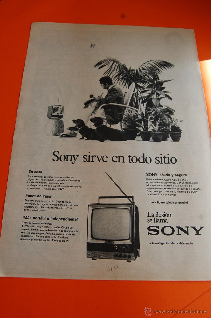 Cat&aacute;logos publicitarios: PUBLICIDAD REVISTA 1968 - TELEVISOR PORTATIL SONY 9 PULGADAS