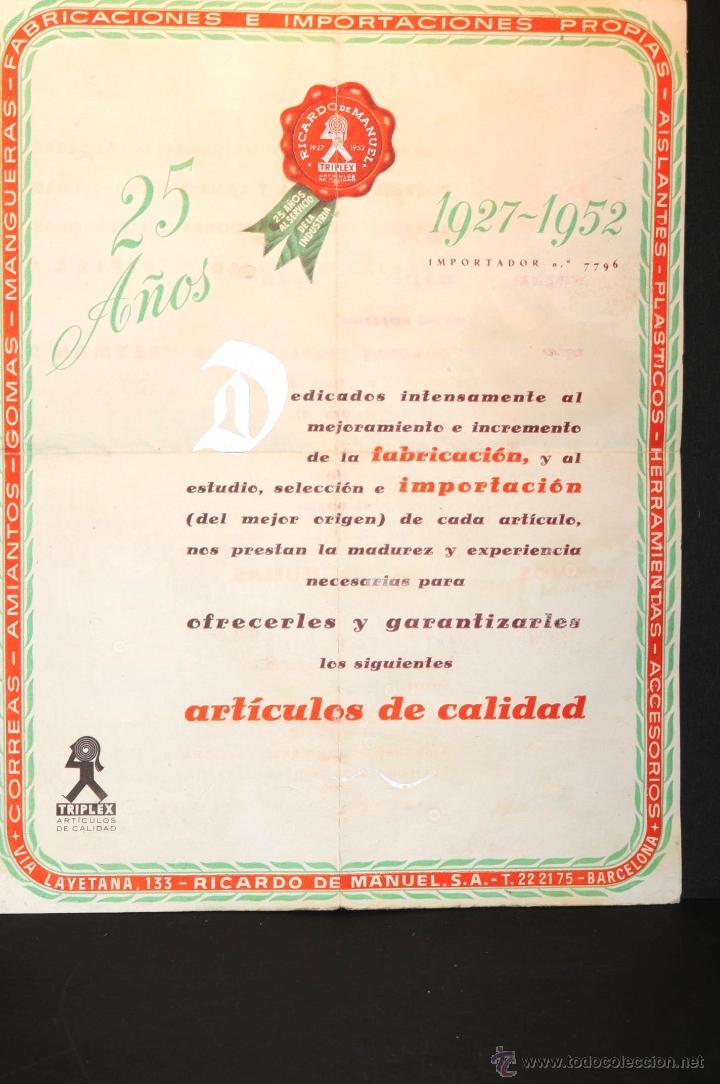Cataloghi pubblicitari: CATALOGO 25 A&Ntilde;OS RICARDO DE MANUEL S.A. 1927-1952 TRIPLEX articulos de calidad