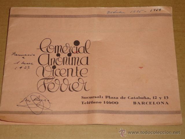 Advertising Catalogs: CATALOGO COMERCIAL ANONIMA VICENTE FERRER (LICORES, VINOS, COMIDA....) BARCELONA