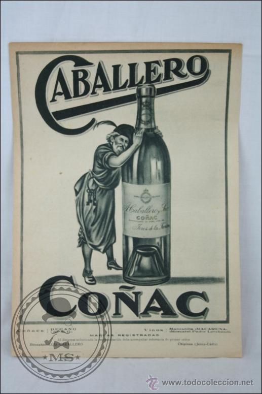Catalogues publicitaires: Antiguo Anuncio Publicitario de Co&ntilde;ac Caballero - A&ntilde;os 20-30 - Original