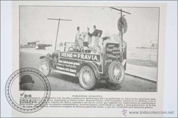 Catalogues publicitaires: Recorte de Antigua Publicaci&oacute;n del A&ntilde;o 1924 - Autom&oacute;vil con Publicidad de Jab&oacute;n Heno de Pravia