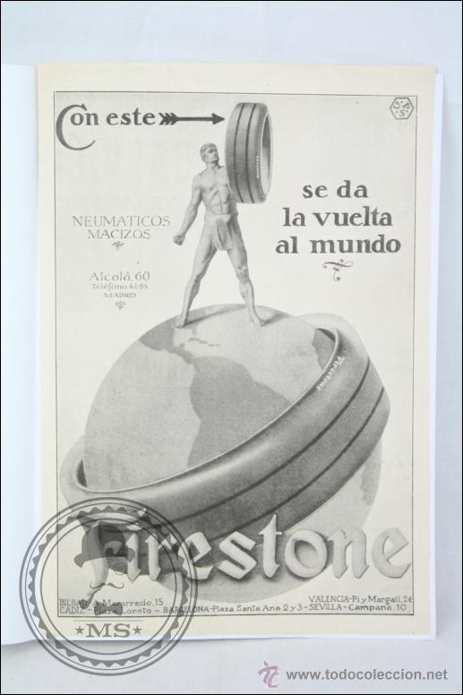 Catalogues publicitaires: Anuncio de Antigua Publicaci&oacute;n del A&ntilde;o 1925 - Publicidad de Neum&aacute;ticos Firestone