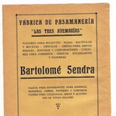 Catálogos publicitarios: FABRICA DE PASAMANERIA BARTOLOMÉ SENDRA *LAS 3 AVEMARIAS* (VALENCIA) 1932