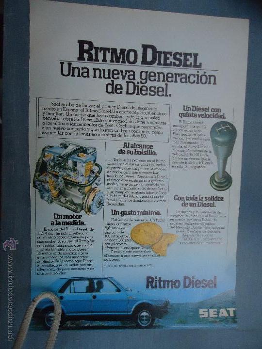 Cat&aacute;logos publicit&aacute;rios: PUBLICIDAD - ANTIGUA HOJA PUBLICITARIA SUELTA - SEAT RITMO DIESEL