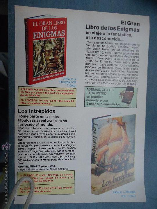 Catalogues publicitaires: PUBLICIDAD - ANTIGUA HOJA PUBLICITARIA SUELTA - EL GRAN LIBRO DE LOS ENIGMAS, LOS INTREPIDOS