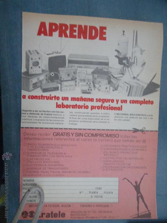 Catalogues publicitaires: PUBLICIDAD - ANTIGUA HOJA PUBLICITARIA SUELTA -    CUPON , APRENDE, ERATELE