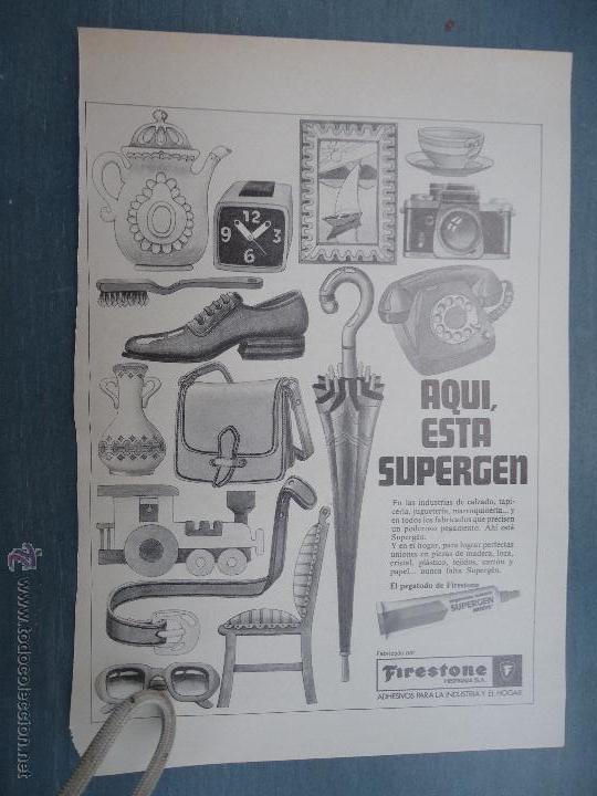 Advertising Catalogs: PUBLICIDAD - ANTIGUA HOJA PUBLICITARIA SUELTA - SUPERGEN ADHESIVOS FIRESTONE HISPANIA SA