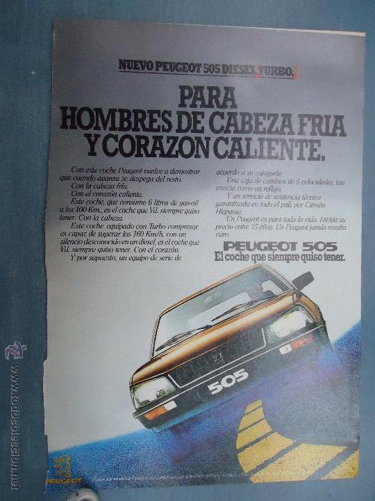 Cat&aacute;logos publicitarios: PUBLICIDAD - ANTIGUA HOJA PUBLICITARIA SUELTA - PEUGEOT 505