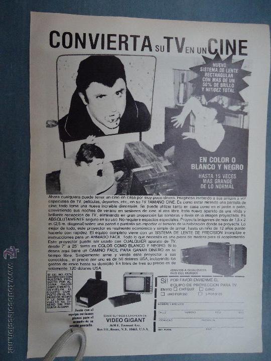 Cat&aacute;logos publicit&aacute;rios: PUBLICIDAD - ANTIGUA HOJA PUBLICITARIA SUELTA - COMBIERTA SU TV EN CINE , EN COLOR O BLANCO Y NEGRO