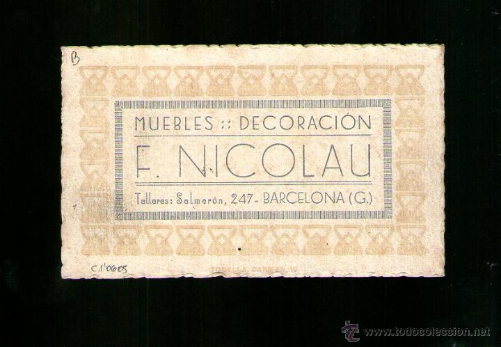 Catalogues publicitaires: NICOLAU MUEBLES Y DECORACI&Oacute;N BARCELONA Tarjeta Publicidad antigua inicios Siglo XX