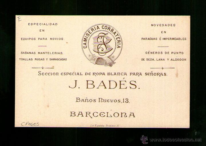 Catalogues publicitaires: BAD&Eacute;S CAMISERIA CORBATERIA EQUIPOS PARA NOVIOS BARCELONA - Tarjeta Publicidad inicios Siglo XX
