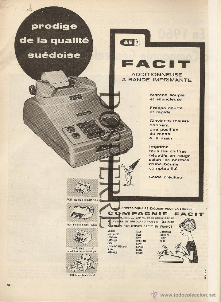 Cat&aacute;logos publicitarios: RECORTE DE PRENSA, PUBLICIDAD FACIT-CALCULADORAS, A&Ntilde;OS 50