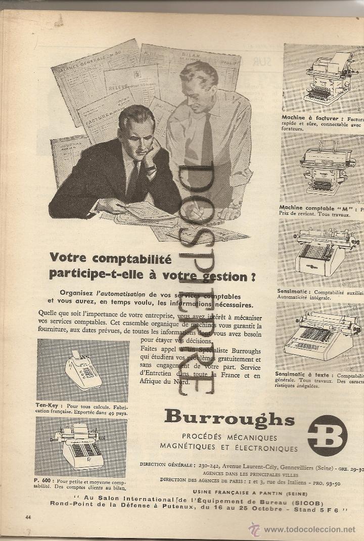 Cat&aacute;logos publicitarios: RECORTE DE PRENSA, PUBLICIDAD  BURROUGHS-CALCULADORAS-FACTURADORAS-, A&Ntilde;OS 50