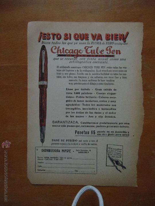 Advertising Catalogs: PUBLICIDAD ORIGINAL -  chicago tube pen , boligrafo o lapiz