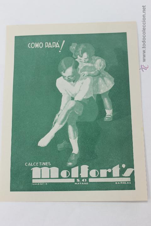 Catalogues publicitaires: CARTEL PUBLICIDAD CALCETINES MOLFORT&acute;S S.A. COMO PAPA! VALENCIA, MATARO, BA&Ntilde;OLA