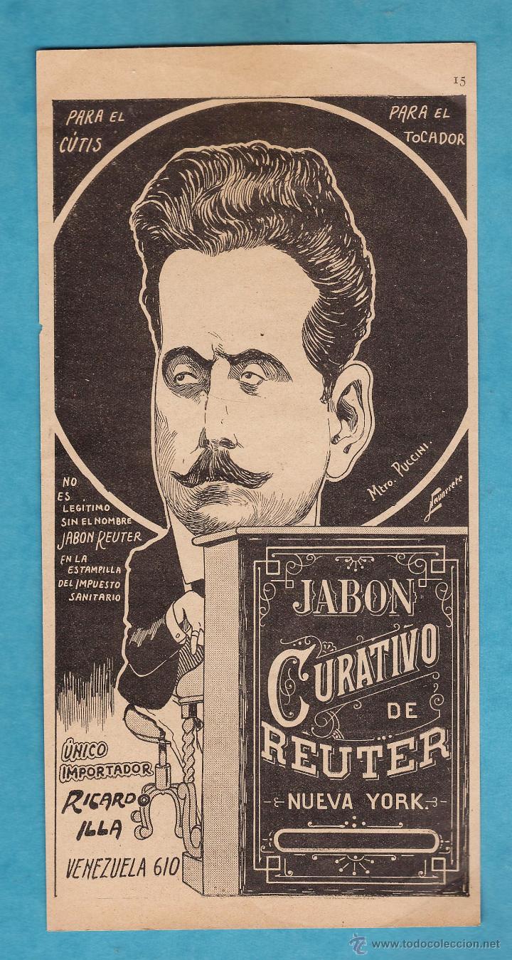 Catalogues publicitaires: hoja suelta publicidad - jabon curativo de reuter / nueva york - rev. pbt / argentina - a&ntilde;o 1905