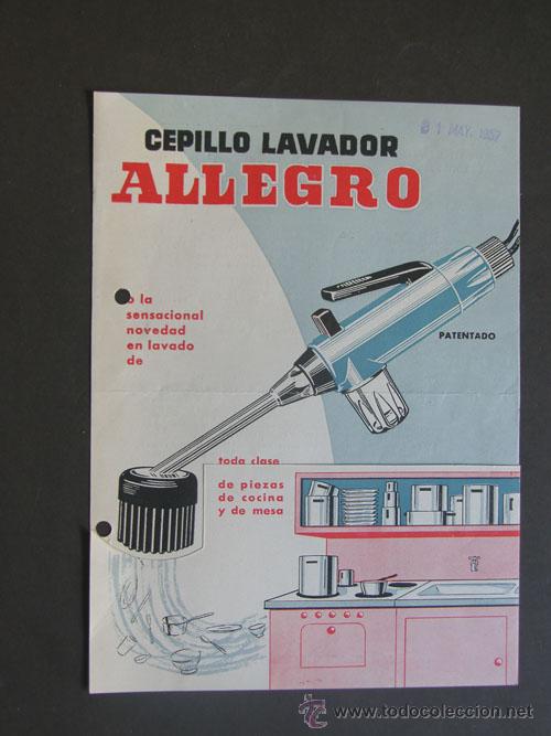 Cat&aacute;logos publicit&aacute;rios: CEPILLO LAVADOR - ALLEGRO / FRANCOS -COSTA / BARCELONA 1957