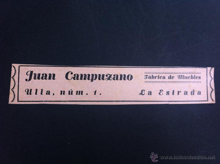 Cat&aacute;logos publicit&aacute;rios: ANUNCIO PUBLICITARIO (JUAN CAMPUZANO.  F&Aacute;BRICA DE MUEBLES) LA ESTRADA