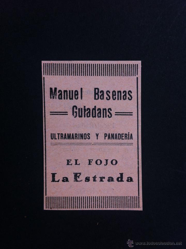 Cat&aacute;logos publicit&aacute;rios: ANUNCIO PUBLICITARIO (MANUEL BASENAS GULADANS)  ULTRAMARINOS Y PANADERIA.  EL FOJO,  LA ESTRADA.