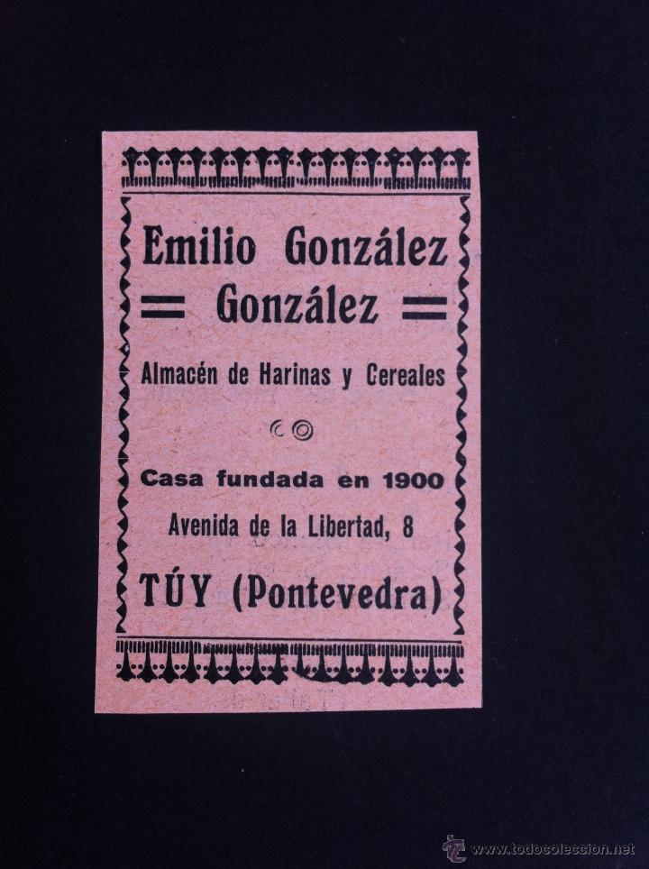 Advertising Catalogs: ANUNCIO PUBLICITARIO (EMILIO GONZ&Aacute;LEZ GONZ&Aacute;LEZ) ALMAC&Eacute;N DE HARINAS...  TUY, PONTEVEDRA.