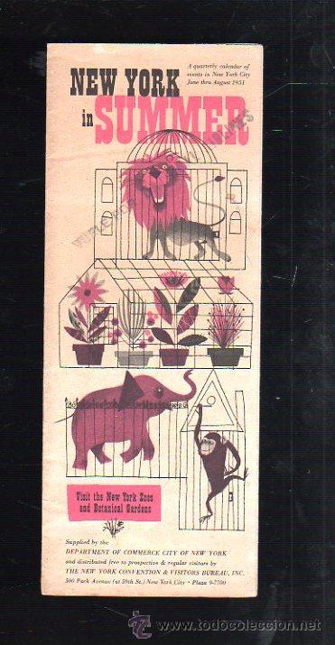 Werbekataloge: FOLLETO PUBLICITARIO. NEW YORK IN SUMMER. VISIT THE NEW YORK ZOOS AND BOTANICAL GARDENS.