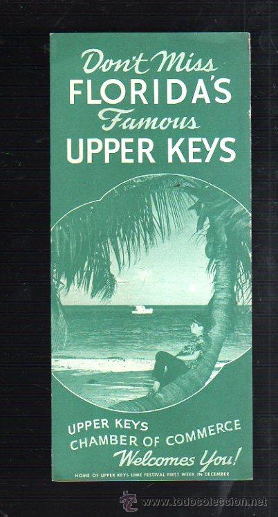 Werbekataloge: FOLLETO PUBLICITARIO. DON'T MISS FLORIDA'S FAMOUS UPPER KEYS. TAVERNIER, FLORIDA.