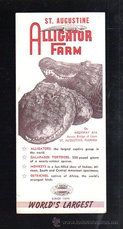 Werbekataloge: FOLLETO PUBLICITARIO. ALLIGATOR FARM. ST. AGUSTINE. WORLD'S LARGEST. FLORIDA