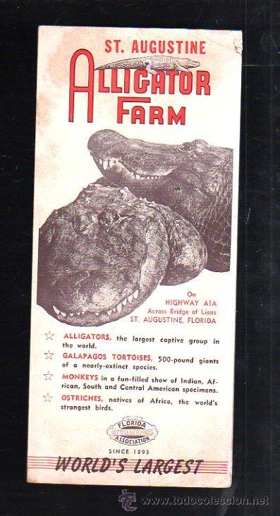 Werbekataloge: FOLLETO PUBLICITARIO. ALLIGATOR FARM. ST. AGUSTINE. WORLD'S LARGEST. FLORIDA
