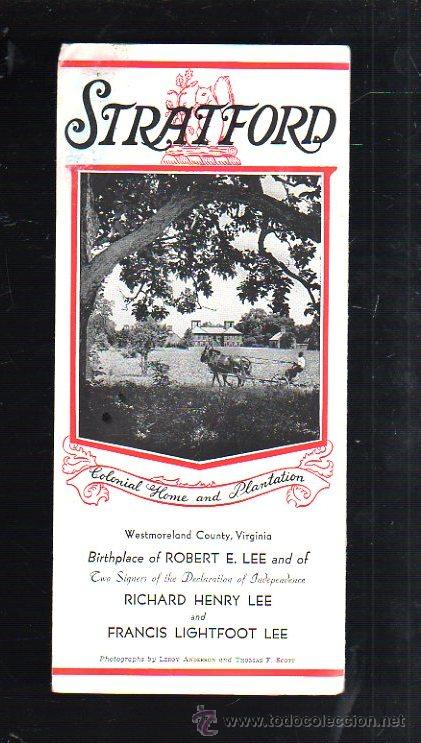 Werbekataloge: FOLLETO PUBLICITARIO. STRATFORD. COLONIAL HOME AND PLANTATION. VIRGINIA.