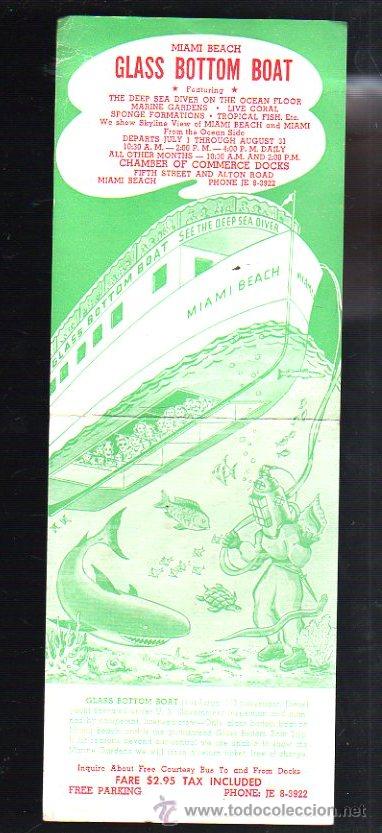 Werbekataloge: FOLLETO PUBLICITARIO. GLASS BOTTOM BOAT. MIAMI BEACH. MIAMI BEACH. FLORIDA