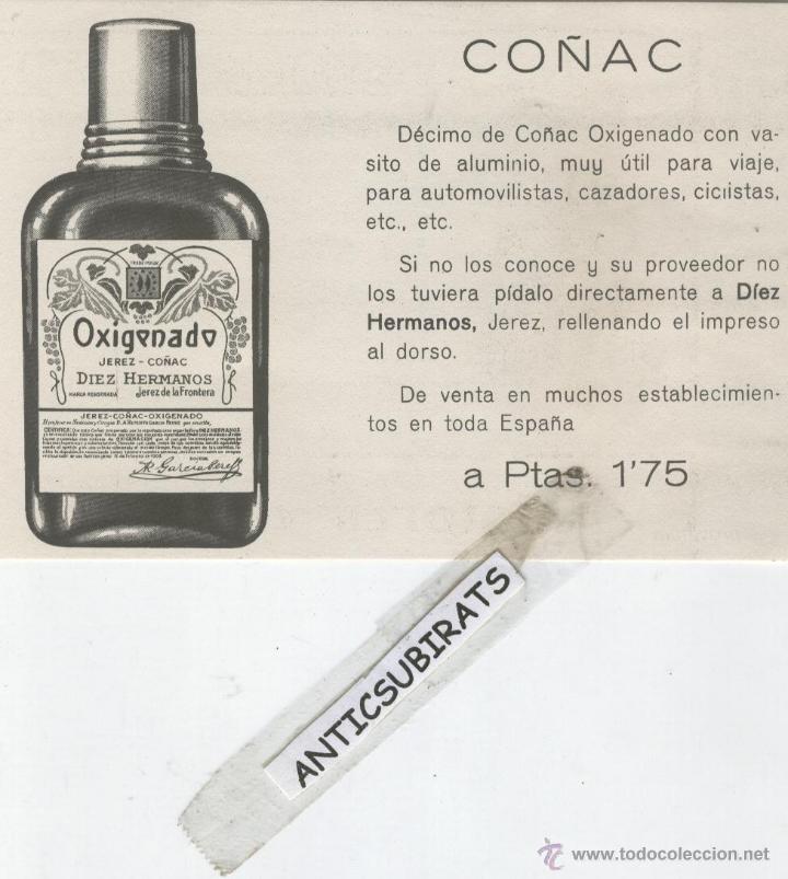 Cat&aacute;logos publicitarios: PUBLICIDAD EN PAPEL GRUESO DE CO&Ntilde;AC BRANDY OXIGENADO DIEZ HERMANOS JEREZ DE LA FRONTERA