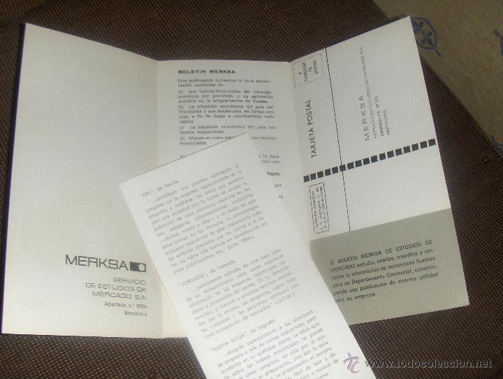 Cat&aacute;logos publicit&aacute;rios: TRIPTICO DE MERKSA, SERVICIO DE ESTUDIOS DE MERCADO, BARCELONA. CON OPINIONES.