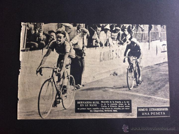 Catalogues publicitaires: RECORTE PUBLICITARIO (D&Eacute;CADA 1950) CICLISMO.  CICLISTA BERNARDO RU&Iacute;Z EN LE MANS.   GANADOR: ROSSEL