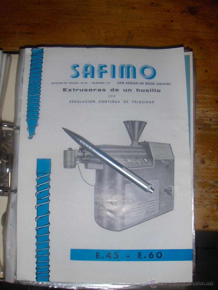 Cat&aacute;logos publicitarios: SAFIMO, INDUSTRIA DEL SOPLADO. EXTRUSORAS DE UN HUSILLOS. SAN ADRIA DE BESOS BARCELONA. MOI MILANO.