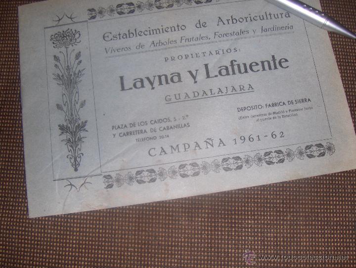 Advertising Catalogs: LAYNA Y LAFUENTE, ESTABLECIMIENTO DE ARBORICULTURA. GUADALAJARA 1961.