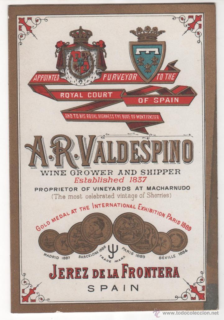 Werbekataloge: 8 Folletos Publicidad y tarifas Vinos A. R. Valdespino y Hno y J. P&aacute;ez y C&iacute;a. Jerez de la Frontera.