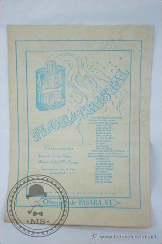 Advertising Catalogs: Folleto Publicitario / Partitura de Flor de Cristal - Vals-Canci&oacute;n - Obsequio de Tasara SL - Colonia