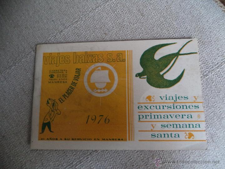 Cat&aacute;logos publicit&aacute;rios: Catalogo viajes Baixas S.A. Manresa 1976