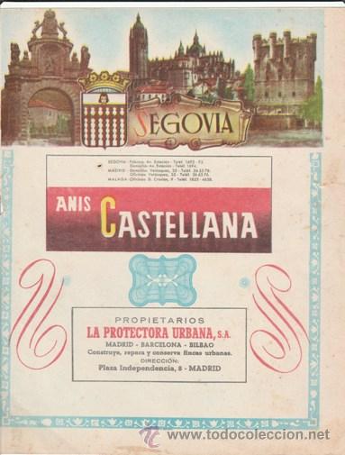 Advertising Catalogs: PORTADA LISTIN TELEFONICO PROV. SEGOVIA - PUBL. ANIS CASTELLANA - MAPA AL DORSO - VER FOTO - A&Ntilde;OS 50