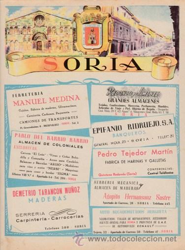 Cat&aacute;logos publicitarios: PORTADA LISTIN TELEFONICO PROV. SORIA -PUBL REDONDO Y JIMENEZ/ VARIA -MAPA AL DORSO-VER FOTO-A&Ntilde;OS 50