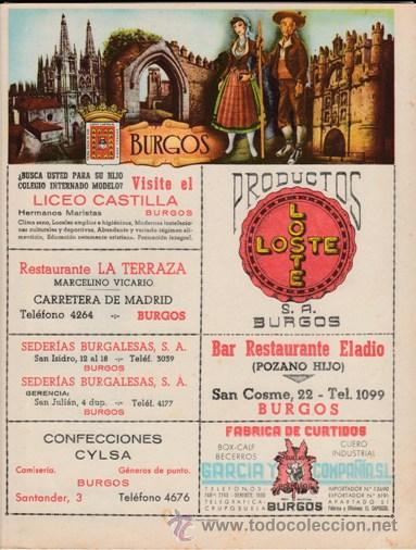 Catalogues publicitaires: PORTADA LISTIN TELEFONICO PROV. BURGOS -PUBL PRODUCTOS LOSTE / VARIA -MAPA AL DORSO-VER FOTO-A&Ntilde;OS 50