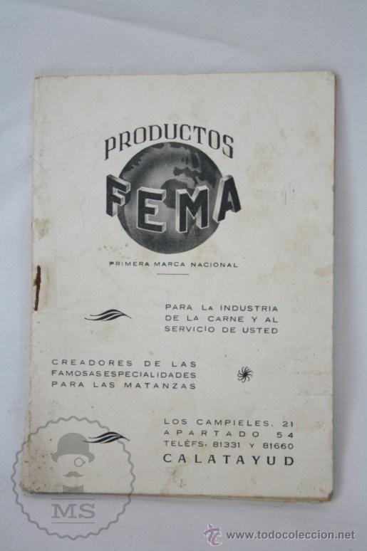 Advertising Catalogs: Antiguo Folleto Publicitario Productos FEMA, Calatayud - Medidas 12 x 8,5 Cm