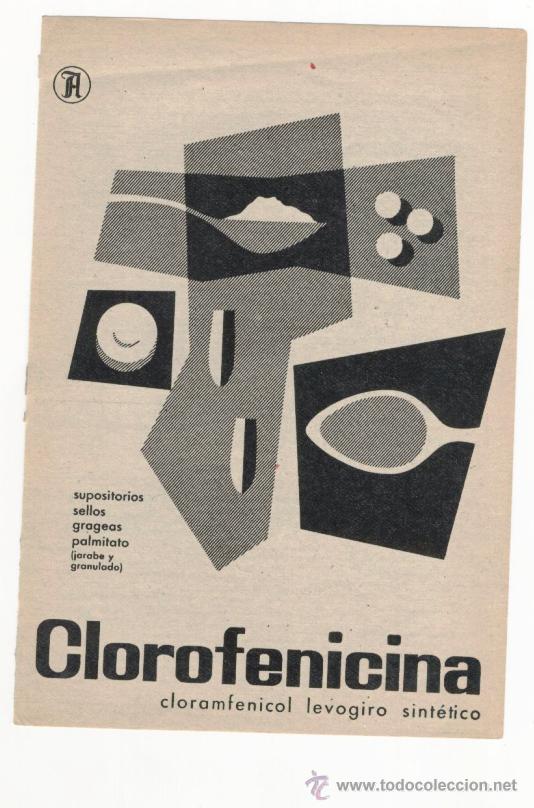 Catalogues publicitaires: PUBLICIDAD MEDICAMENTO * CLOROFENICINA * SUPOSITORIOS, GRAGEAS, ...(A&Ntilde;OS 60)