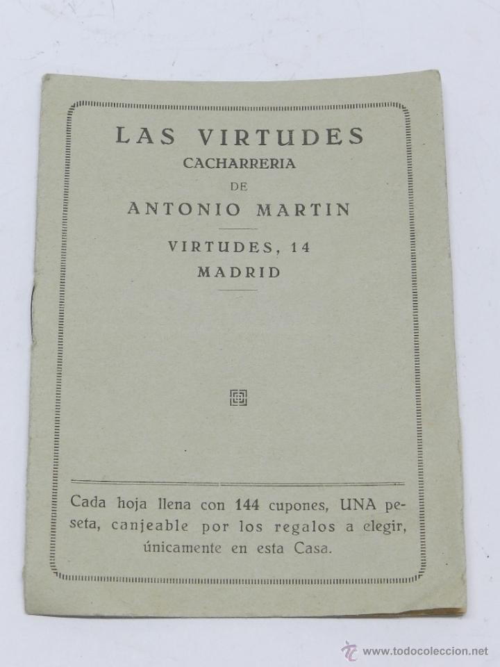 Catalogues publicitaires: LAS VIRTUDES CACHARRERIA DE ANTONIO MARTIN, MADRID, CUADERNILLO CON CUPONES DE 25 CENTIMOS PARA CANJ