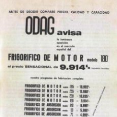 Catálogos publicitarios: HOJA PUBLICITARIA - FRIGORIFICO DE MOTOR ODAG - AÑO 1964 - MEDIDAS APROX 13 X 18 CMS.