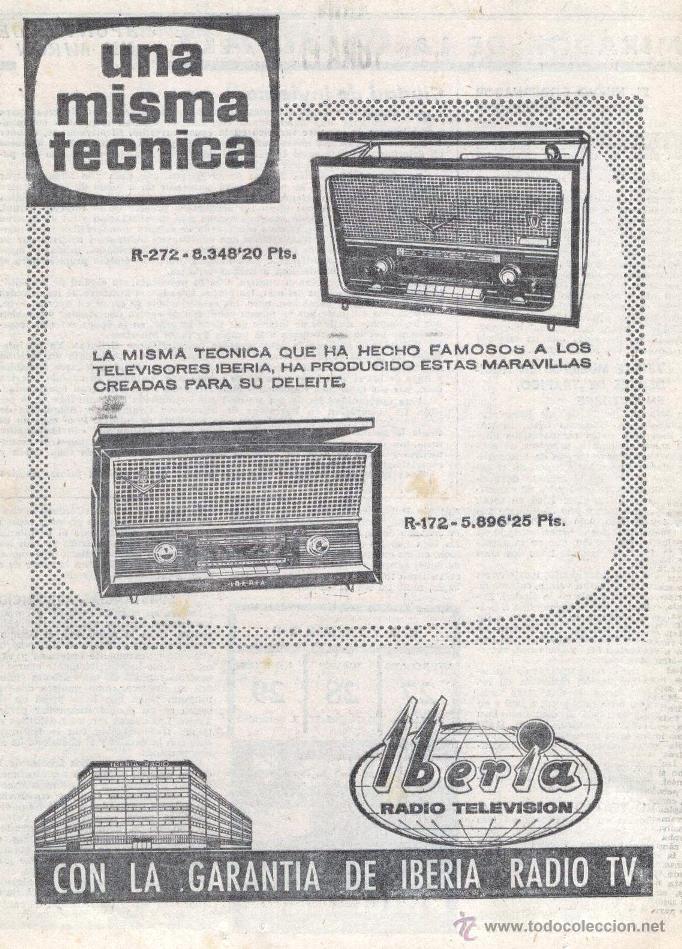 Werbekataloge: ANUNCIO PUBLICITARIO *RADIO TELEVISION IBERIA* (1963) - MODELOS R-272 Y R-172