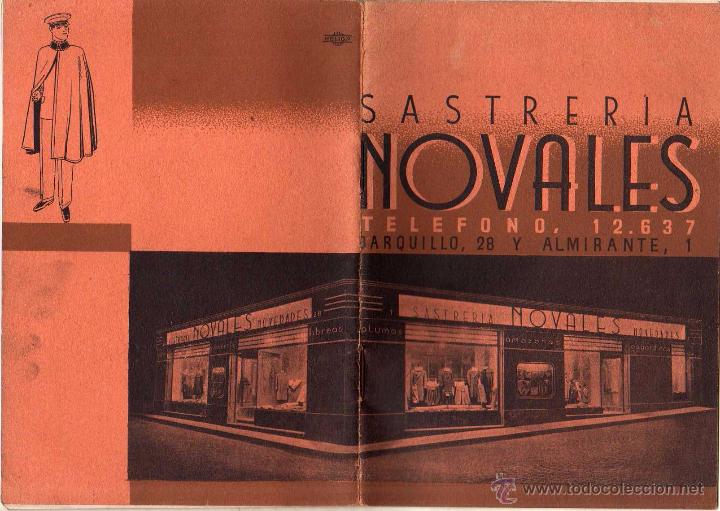 Cat&aacute;logos publicitarios: Cat&aacute;logo de Sastrer&iacute;a de Casa Novales de Madrid. Calle Barquillo y Almirante.