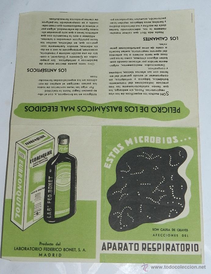 Catalogues publicitaires: PUBLICIDAD DE FARMACIA, EUBRONQUIOL, ANTISEPTICO, MIDE 19,5 X 14 CMS.