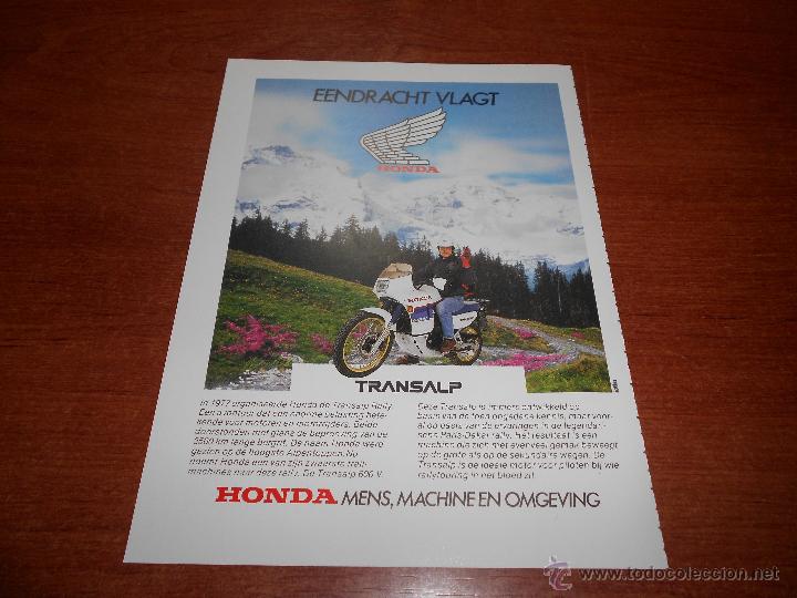 Cat&aacute;logos publicitarios: PUBLICIDAD ORIGINAL EN PRENSA 1988: HONDA TRANSALP EENDRACH VLAGT